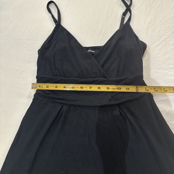 Express Womens Fit & Flare Dress Small Black V Neck Side Zip Spaghetti Strap - Picture 7 of 9